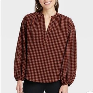 a new day balloon sleeve poplin top